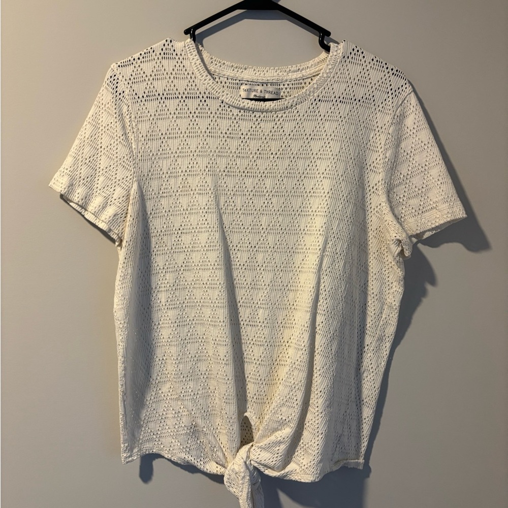 Madewell Cream Short Sleeve Lace Top